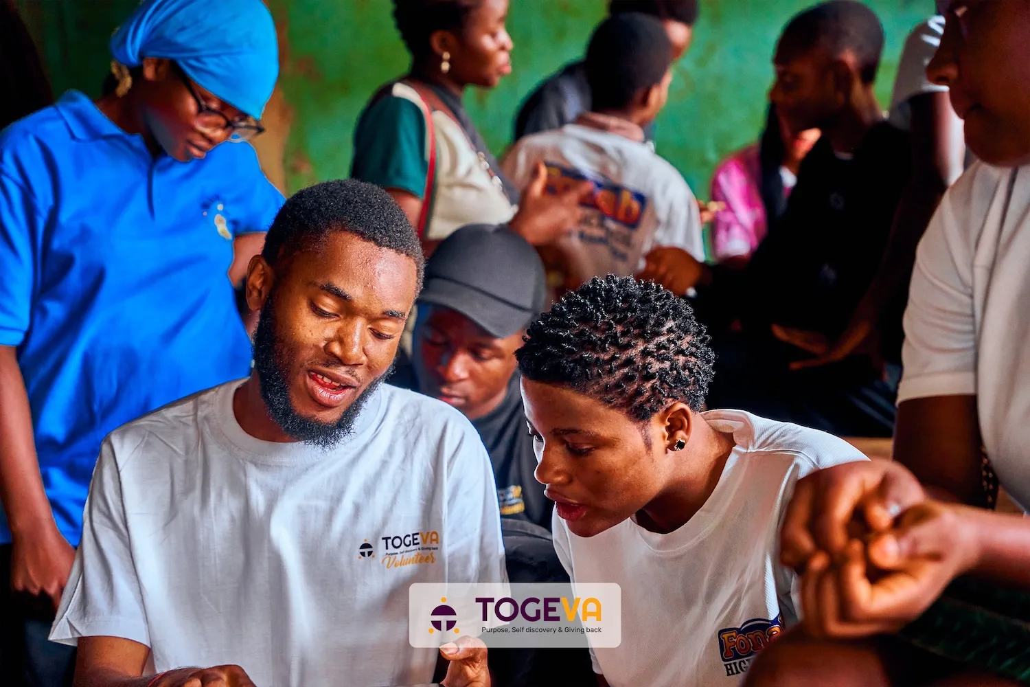 Students coding together